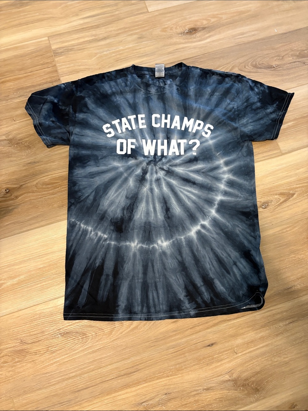 State Champs of What MerchTie-Dye Tee - Black & Gray Wash